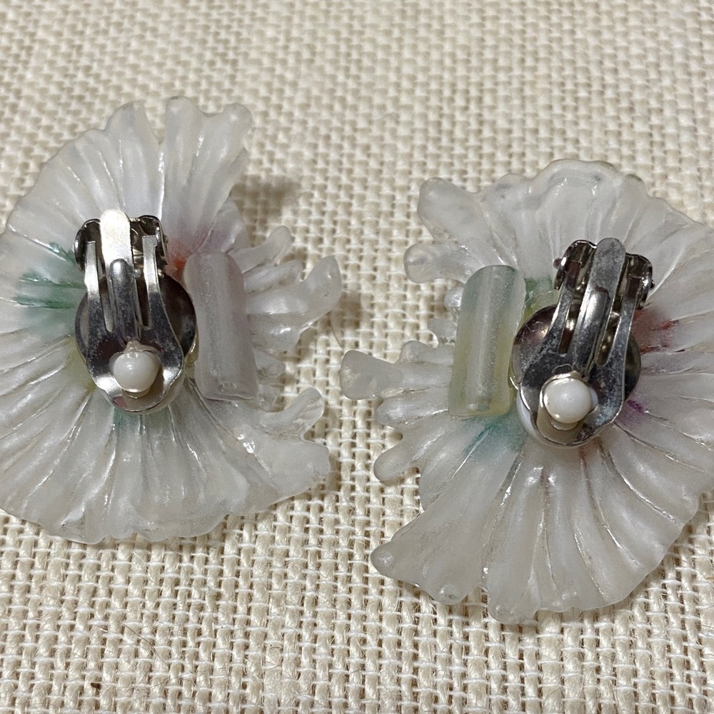 Vintage natural gemstone chip Clip-On Earrings - Picture 4 of 12